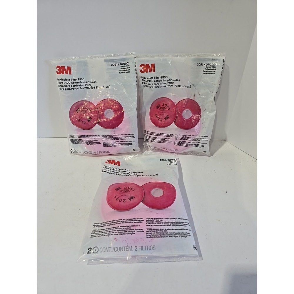 2091 Genuine 3M Respirator Filter Made in USA Particulate Filter P100 X3 Pair